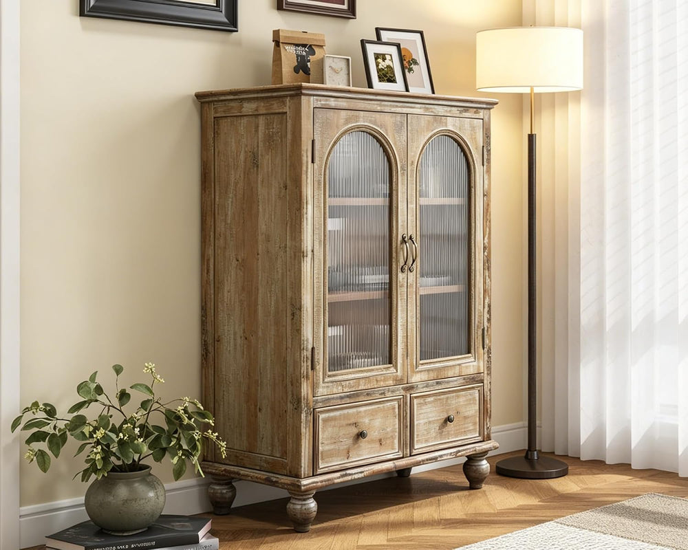 LKTART 48" Tall Solid Wood Sideboard Buffet Storage Cabinet with Drawers