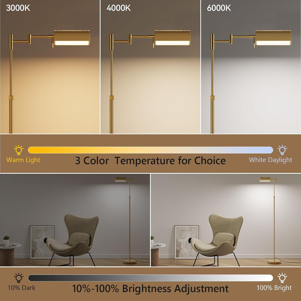 SUNMORY Dimmable LED Pharmacy Floor Lamps, 16W/1500LM Bright Reading Lamp