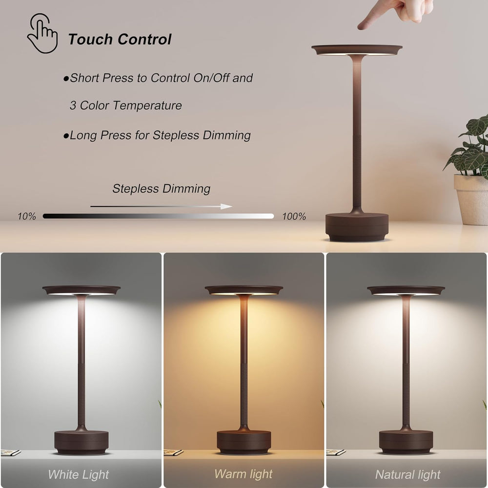 TBBGA 2 Pack Rechargeable Table Lamps Cordless, 5000mAh Outdoor Table Light