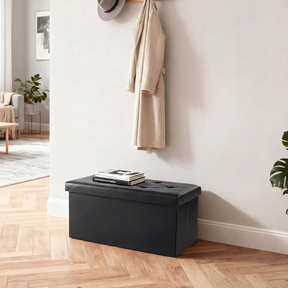 Sweetcrispy 30 Inch Foldable Storage Ottoman Bench, Ottoman with Storage