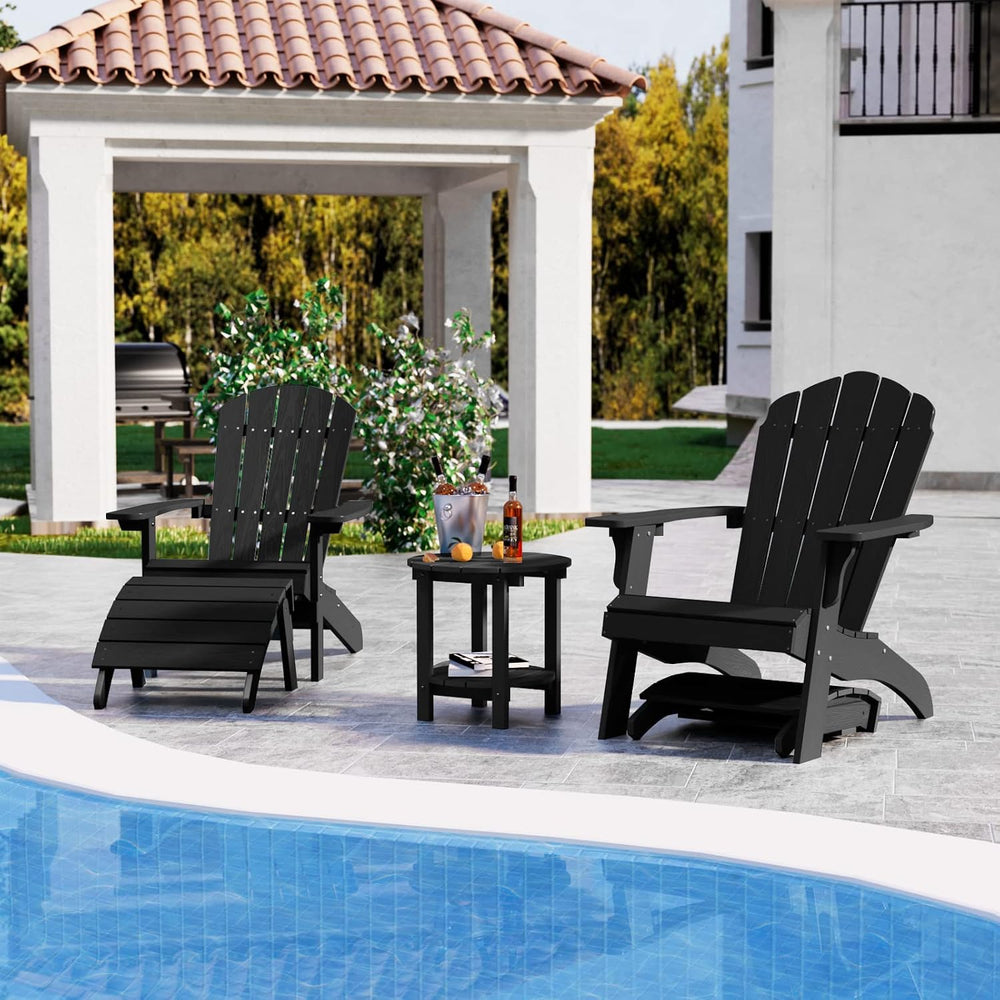 YEFU Folding Adirondack Ottoman Outdoor Set of 2, Black