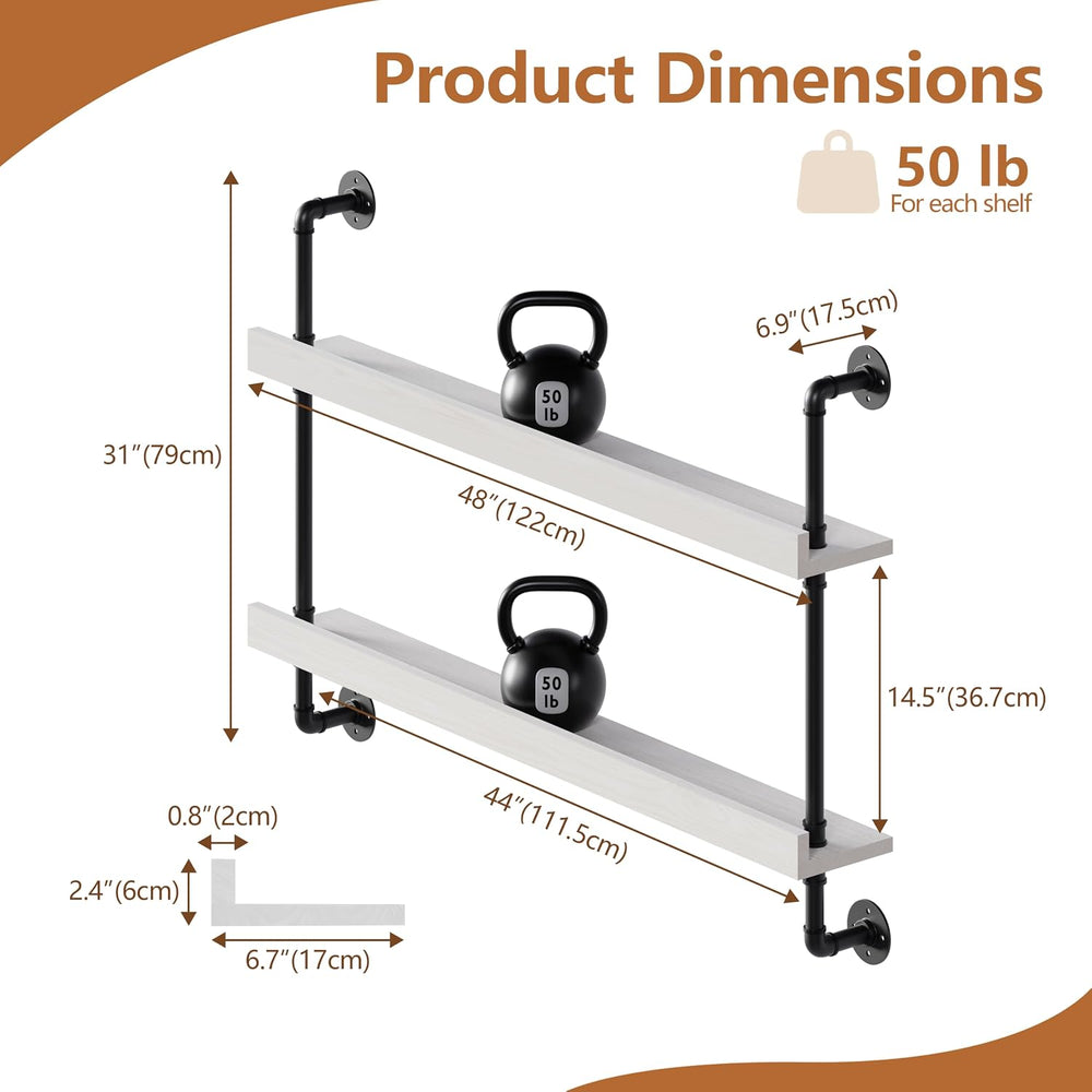 Bar Shelves, Wall Mounted Wine Rack, White, 48 Inch