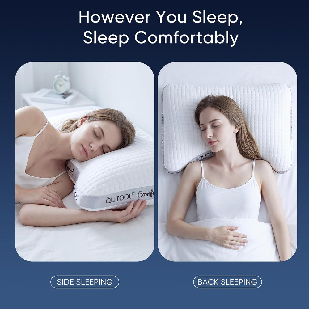 QUTOOL Cooling Crescent Side Sleeper Pillow, Adjustable Loft, Queen Size