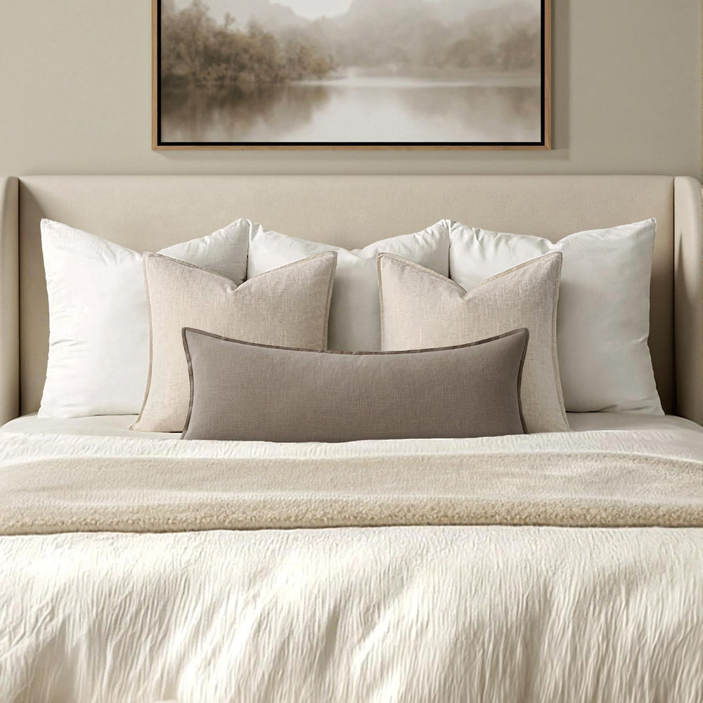MIULEE Decorative Linen Lumbar Pillow Cover 14x36 Inch Dune