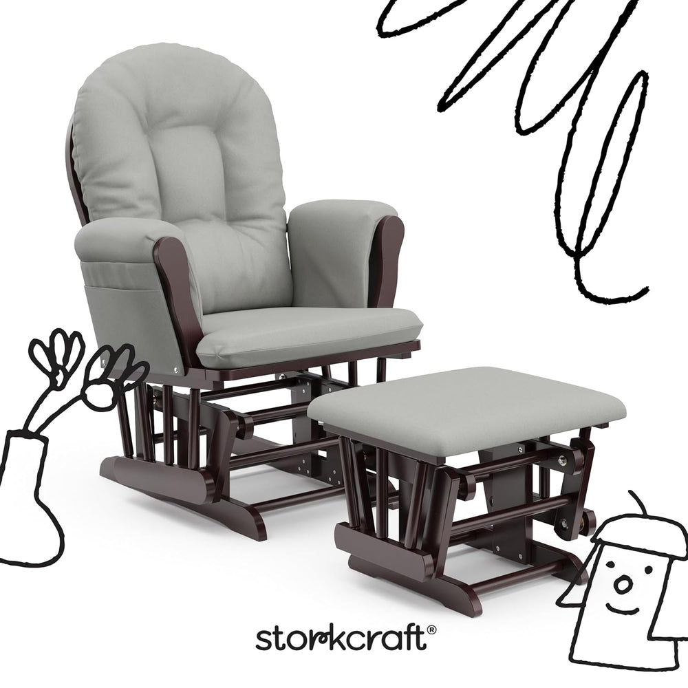 Storkcraft Premium Hoop Glider & Ottoman, Espresso/Light Gray