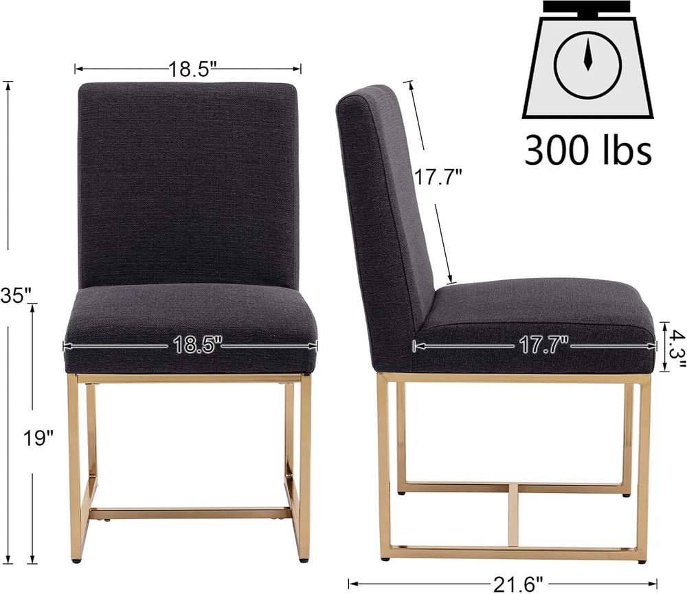 VESCASA Linen Upholstered Dining Chairs Set of 2, Mid Century Modern Padded C...