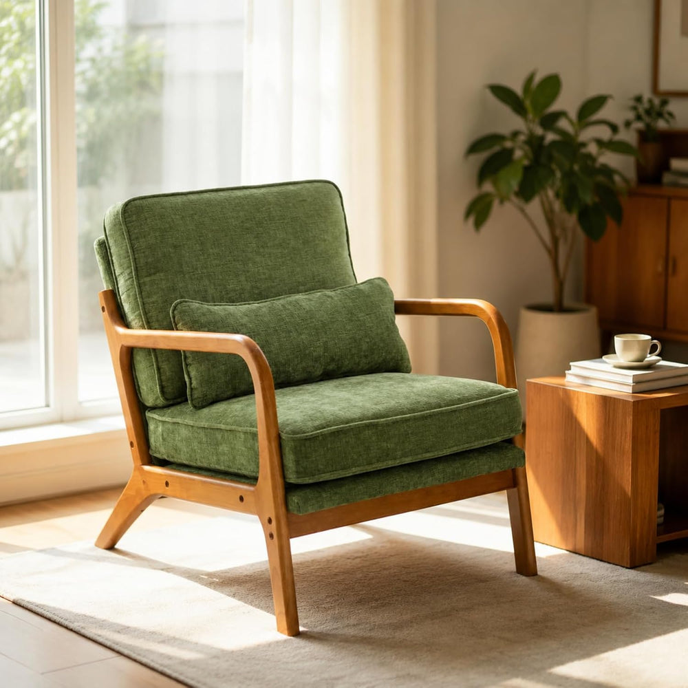 Karl home Mid-Century Modern Accent Reading Chair, Olive Green