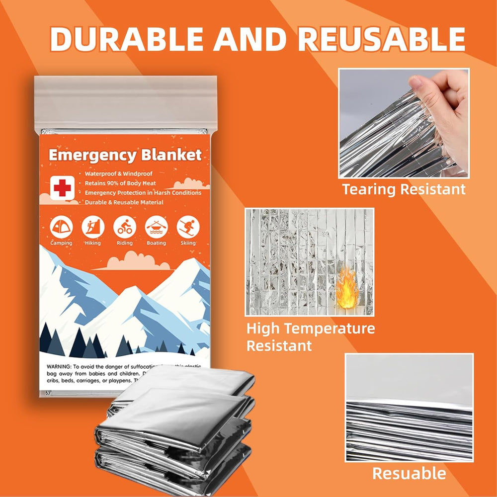 Emergency Mylar Blankets, Survival Space Blanket, 50 Pack
