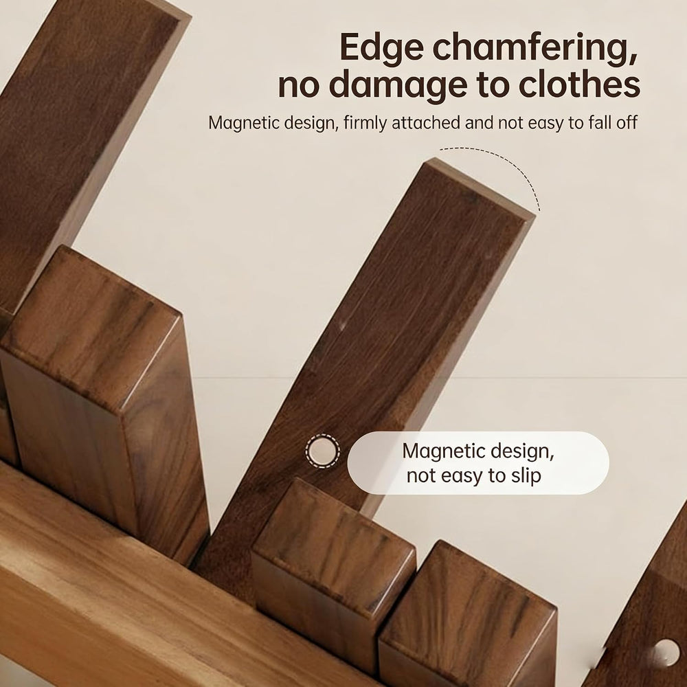 Piano Coat Rack Wall Mount, Wooden Magnetic Wall Hooks with Flip-Down Design,...