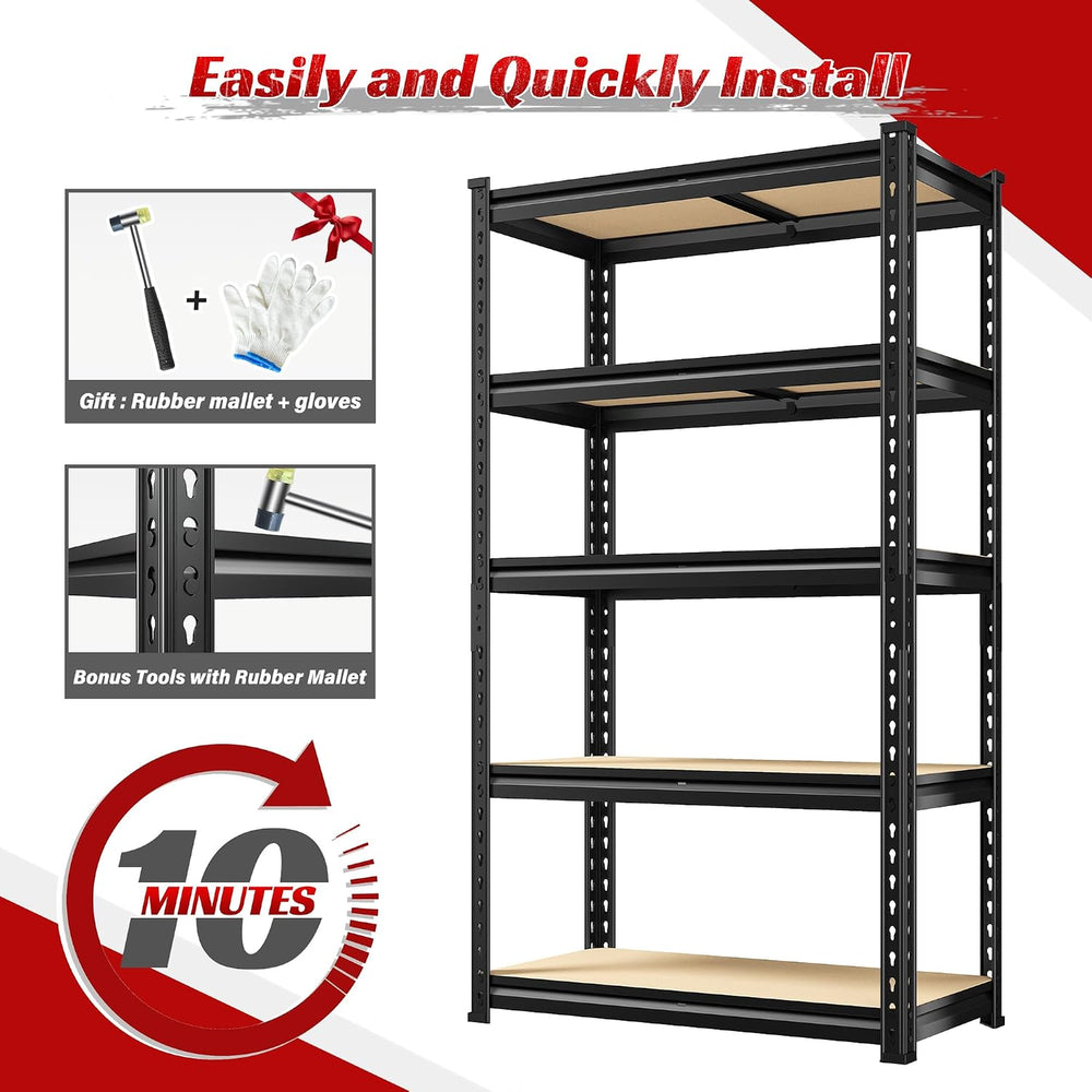 REIBII 4 Pack Garage Shelving,5-Tier Storage Shelves for Warehouse