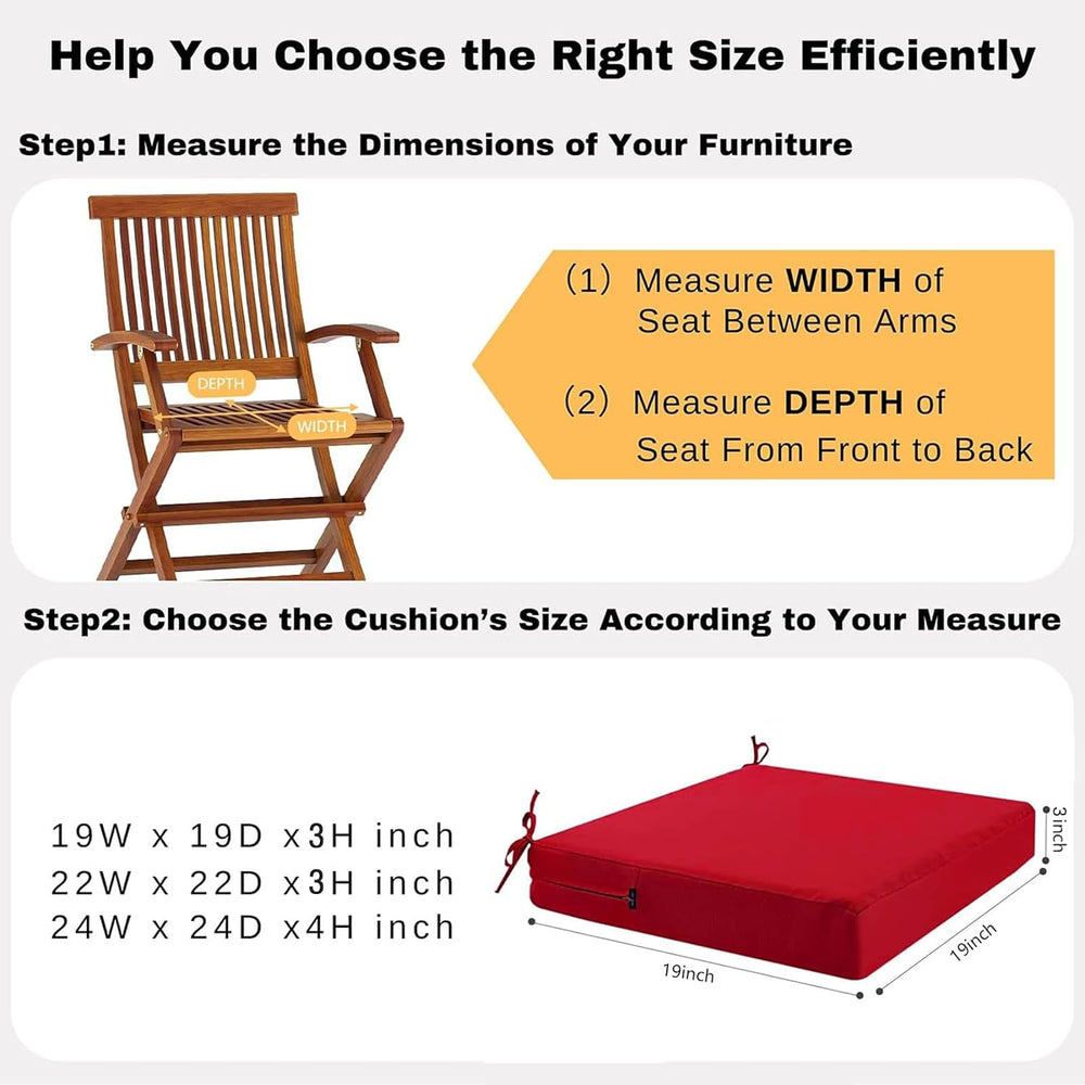 idee-home Outdoor Chair Cushions Set of 4, Waterproof Outdoor Seat Cushions