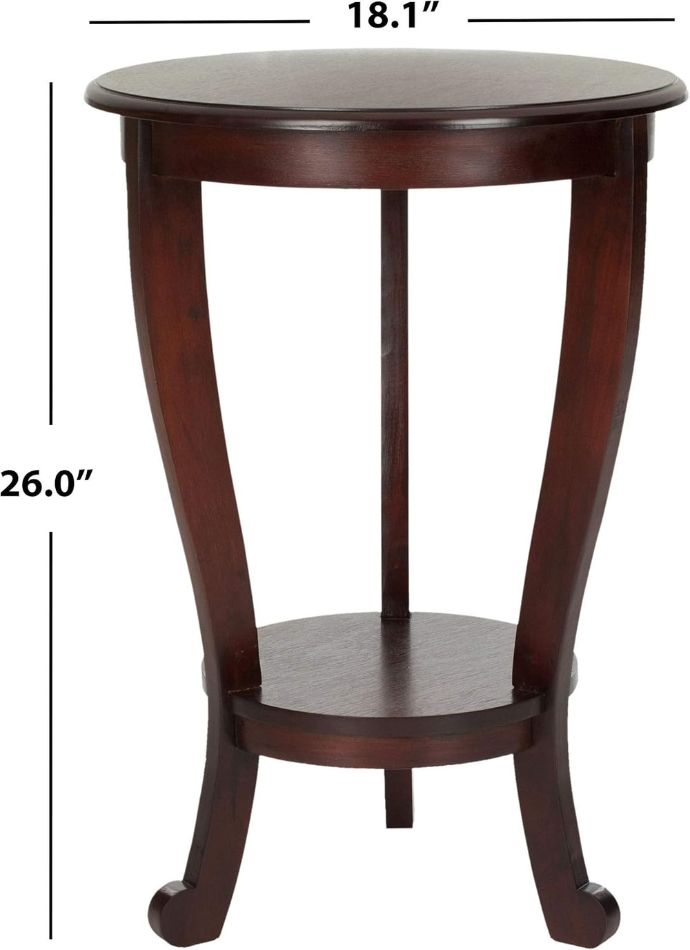 SAFAVIEH Mary Pedestal Wood Side Table, 18.1" Dark Cherry AMH5711D