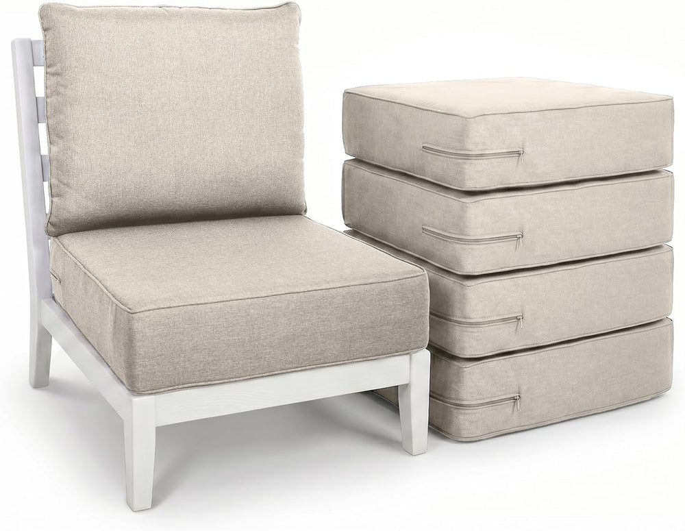 Luxury 6" Thick Outdoor Cushion Set 5 - 22x24 Patio Furniture Cushions w...