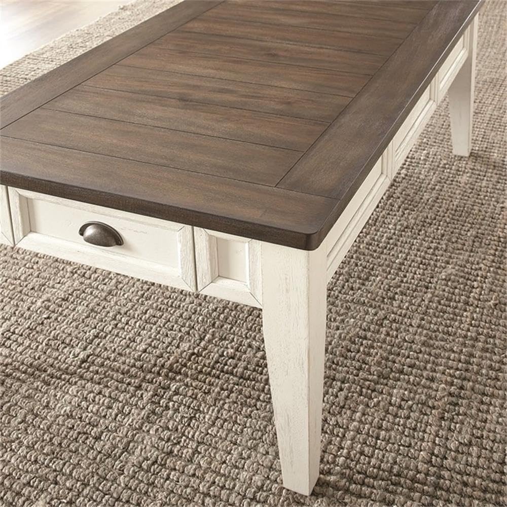 Steve Silver Cayla Storage Coffee Table in Dark Oak and White
