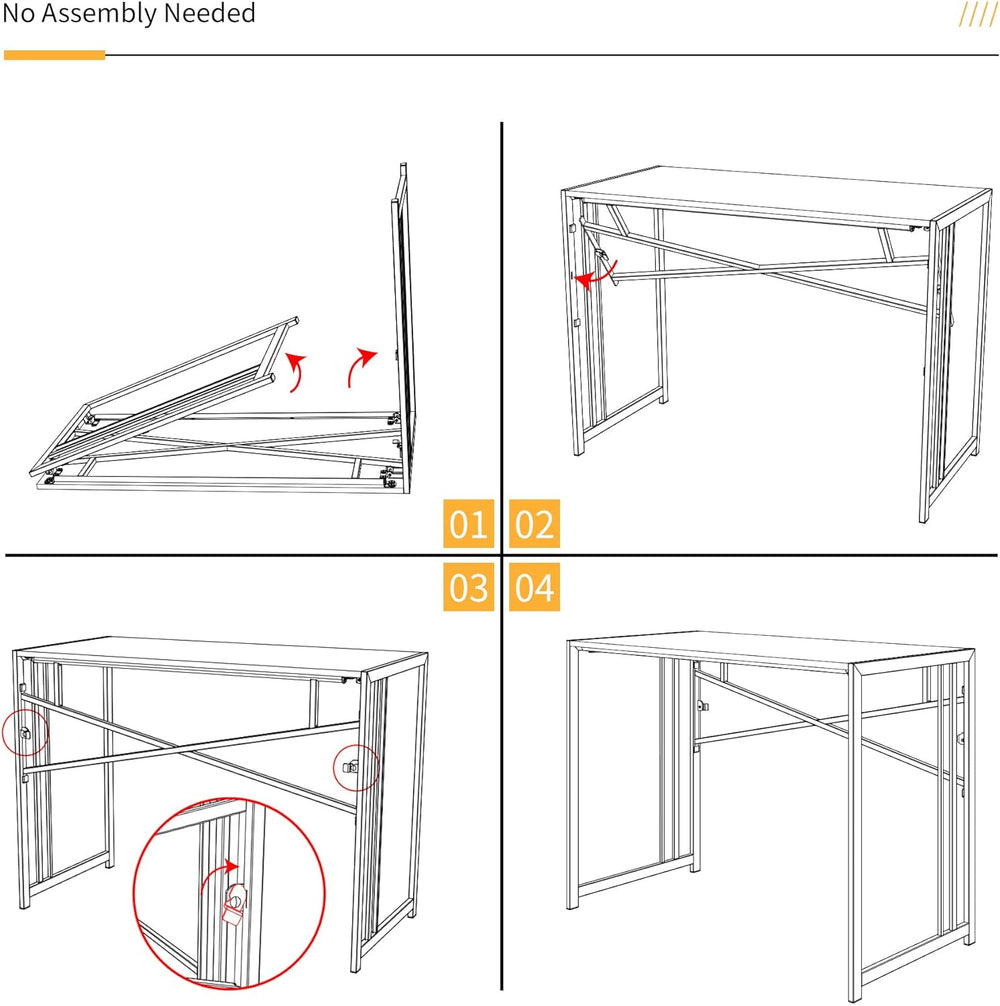 Lutown-Teen Folding Desk 40 inch No Assembly Required, Black
