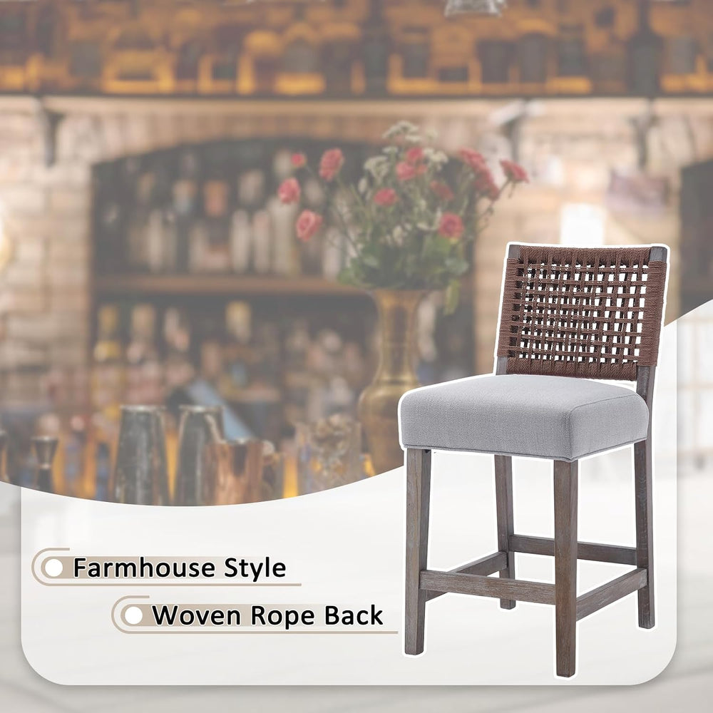 Kmax 27" Counter Height Bar Stools Set of 4, Farmhouse Wood Barstools wi...