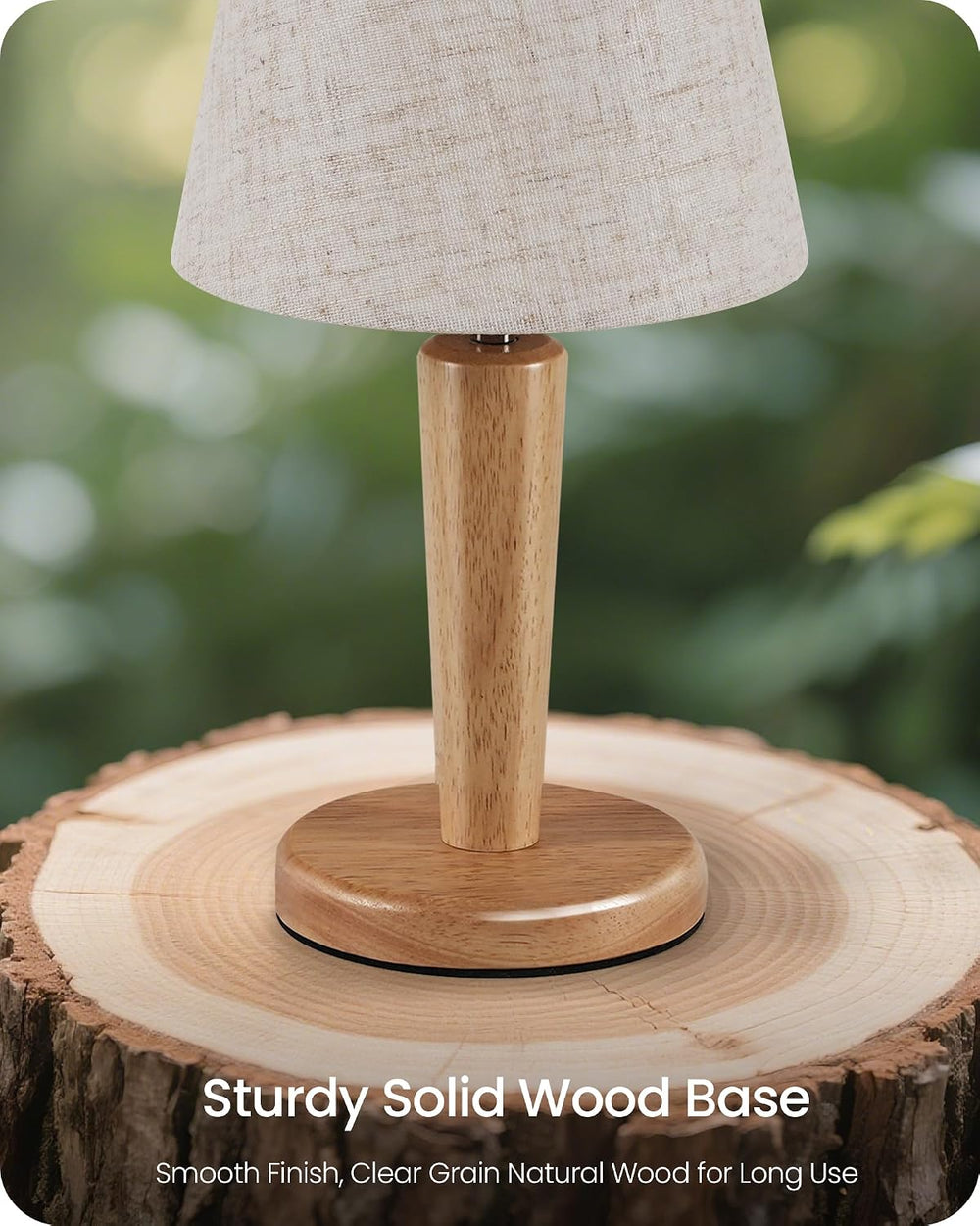 12" Wood Bedside Table Lamps Set of 2, Small Desk Lamps for Small Places...
