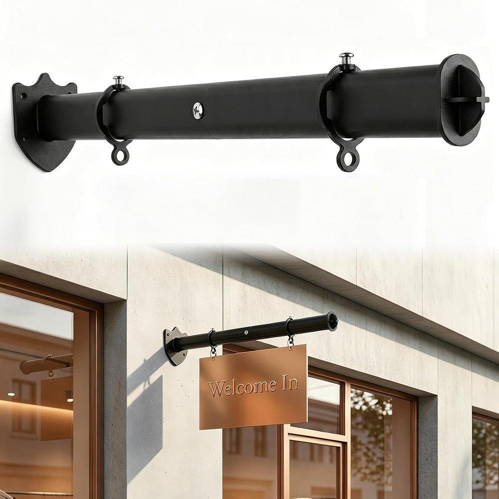 24" Metal Hanging Sign Bracket Hanger with Adjustable Anti-Slip Rings &a...