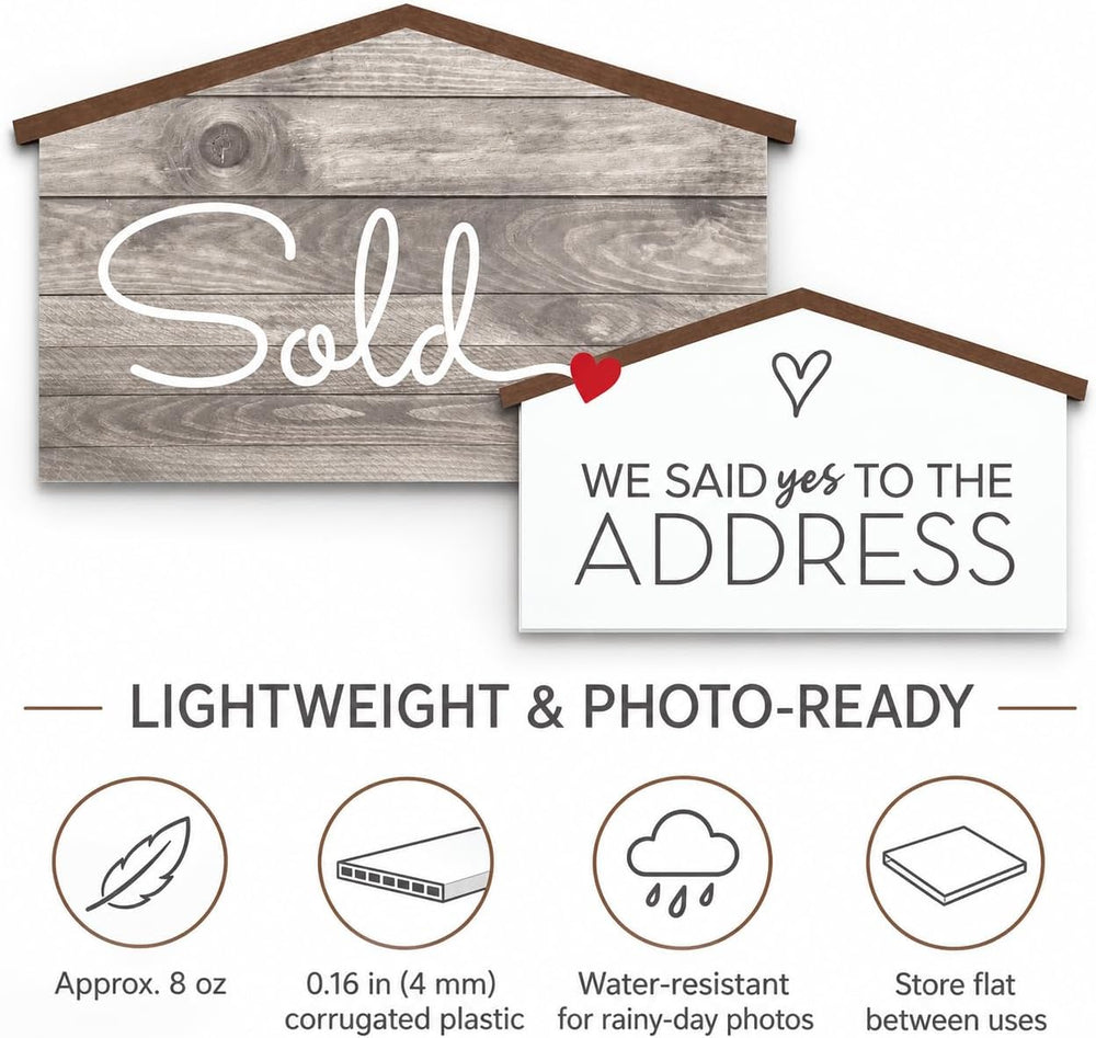 Labend Home 24" Large Sold Sign House-Shaped - Double-Sided Sold/Said Ye...