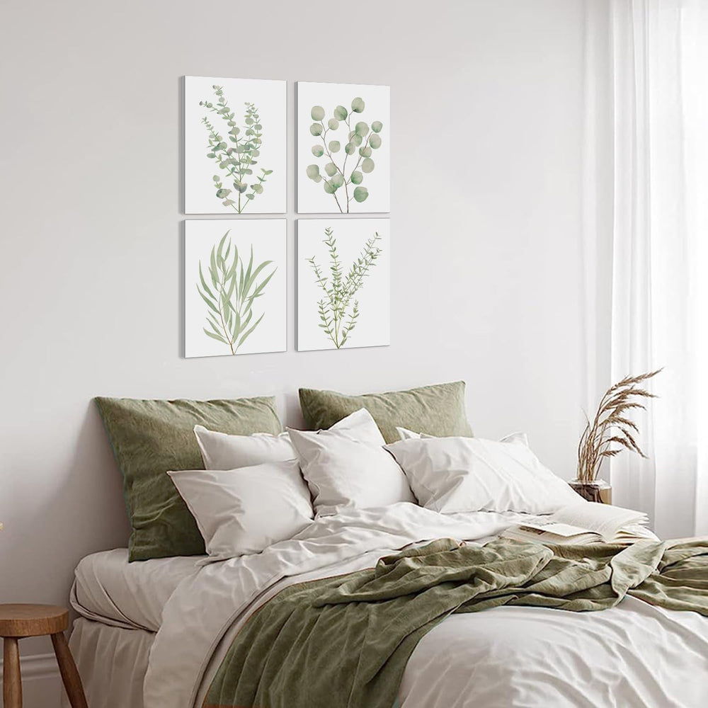 Botanical Bathroom Wall Art 12”x16” Sage Green Framed Canvas Office Decor