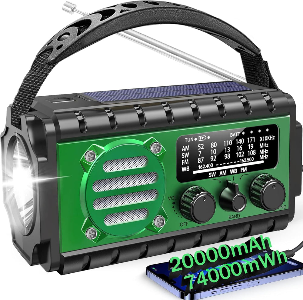 Aivica Hand Crank Emergency Radio with 20000mah Battery Backup