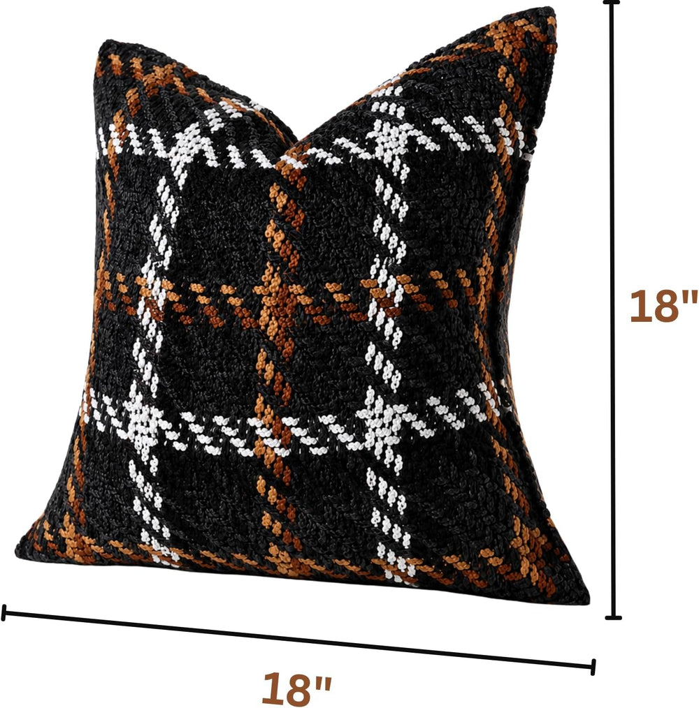 1 Pcs 18x18 Indoor Brown Black Throw Pillow Cover Only