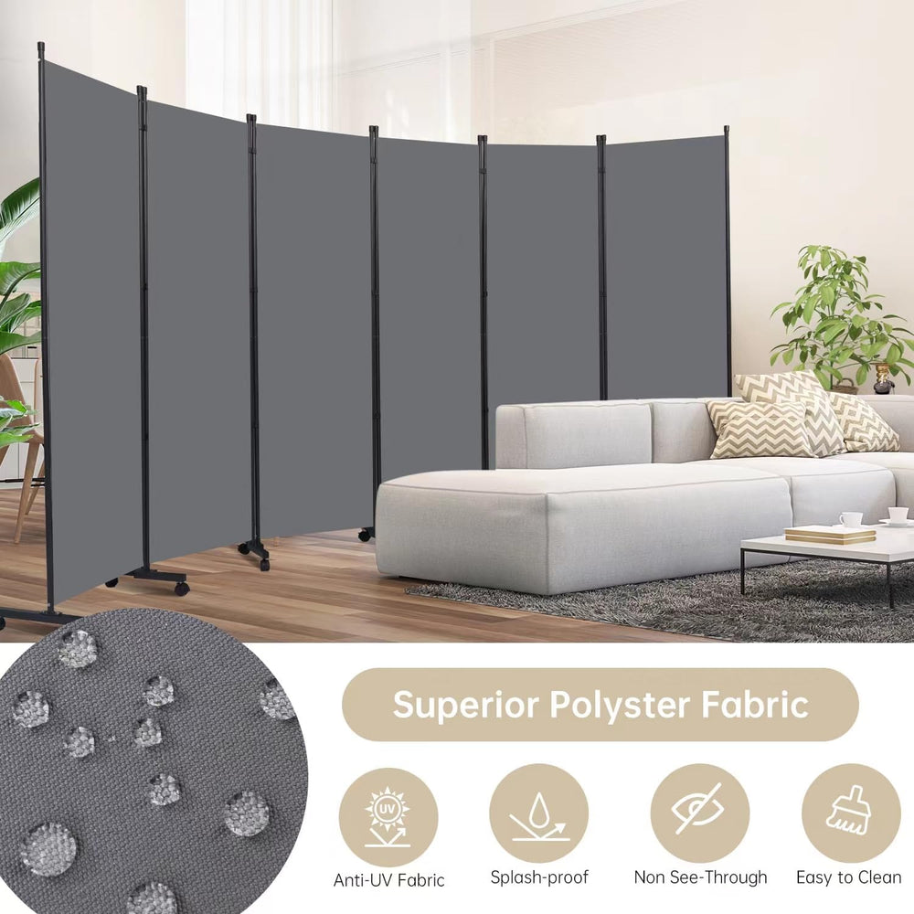 Room Divider Large 6 Panel Privacy Screen,Portable Room Partition on Wheels