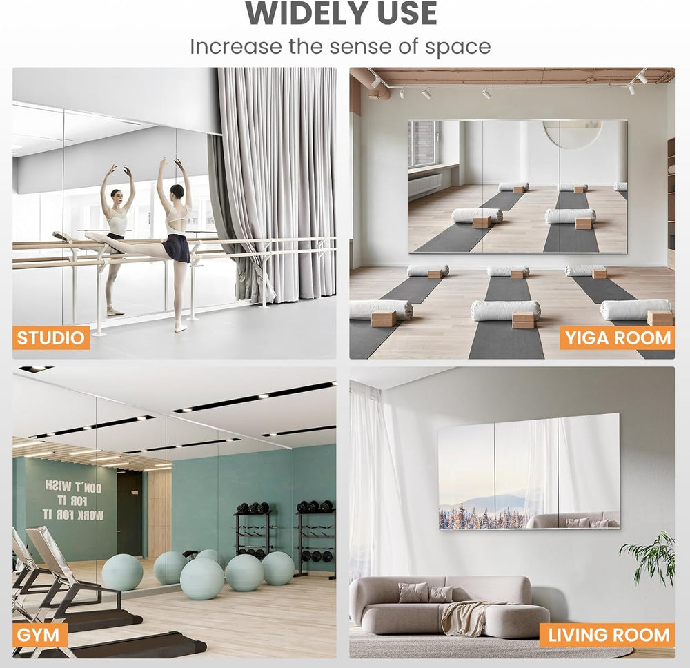 pertetey 56 x 16 in Home Gym Mirrors, Frameless, 3-Pack