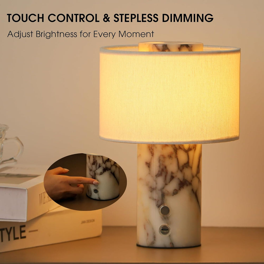Marble Lamp, Rechargeable Cordless Stone Touch Table Lamp