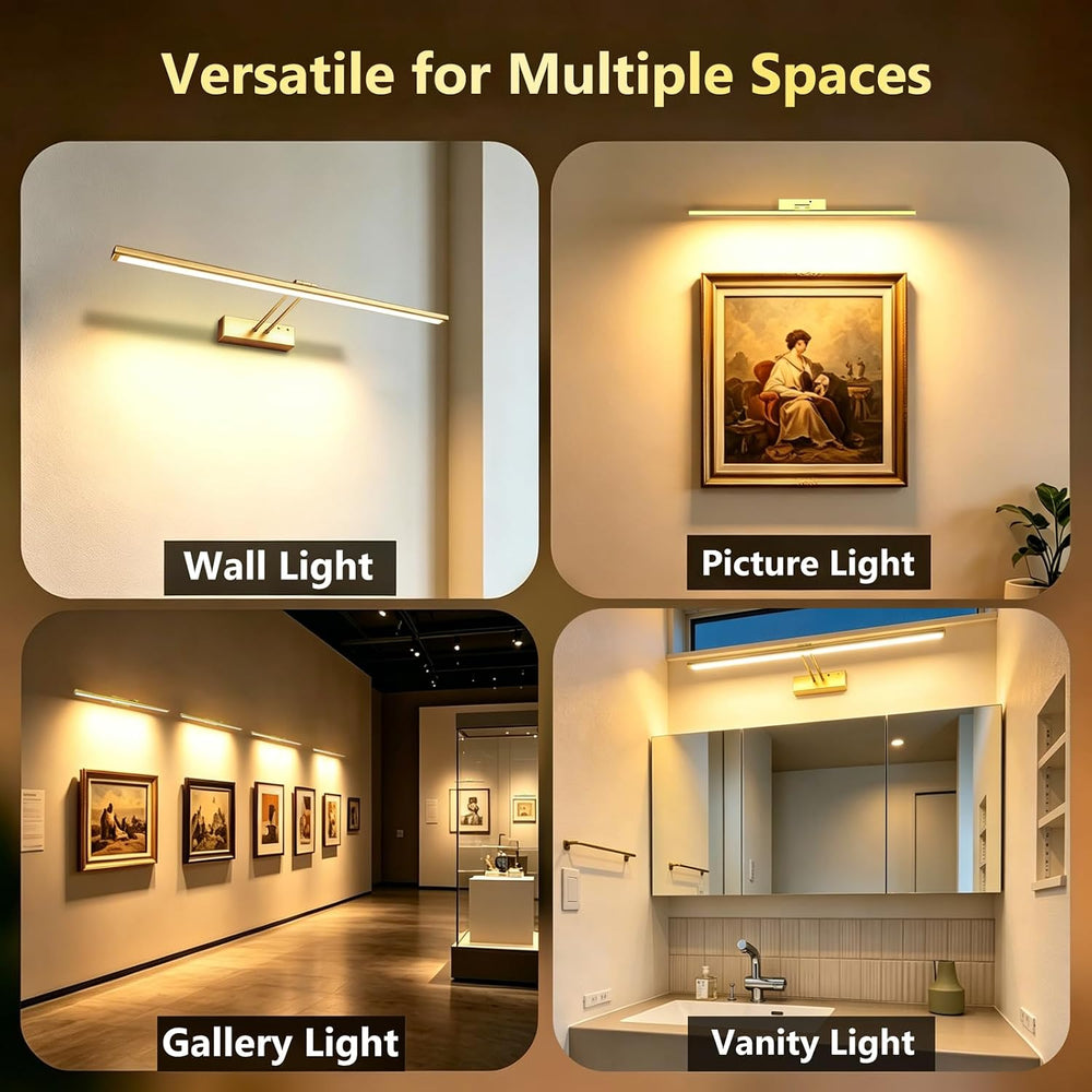 24" Wireless Picture Light, Dimmable Rechargeable Wall Light for Artwork