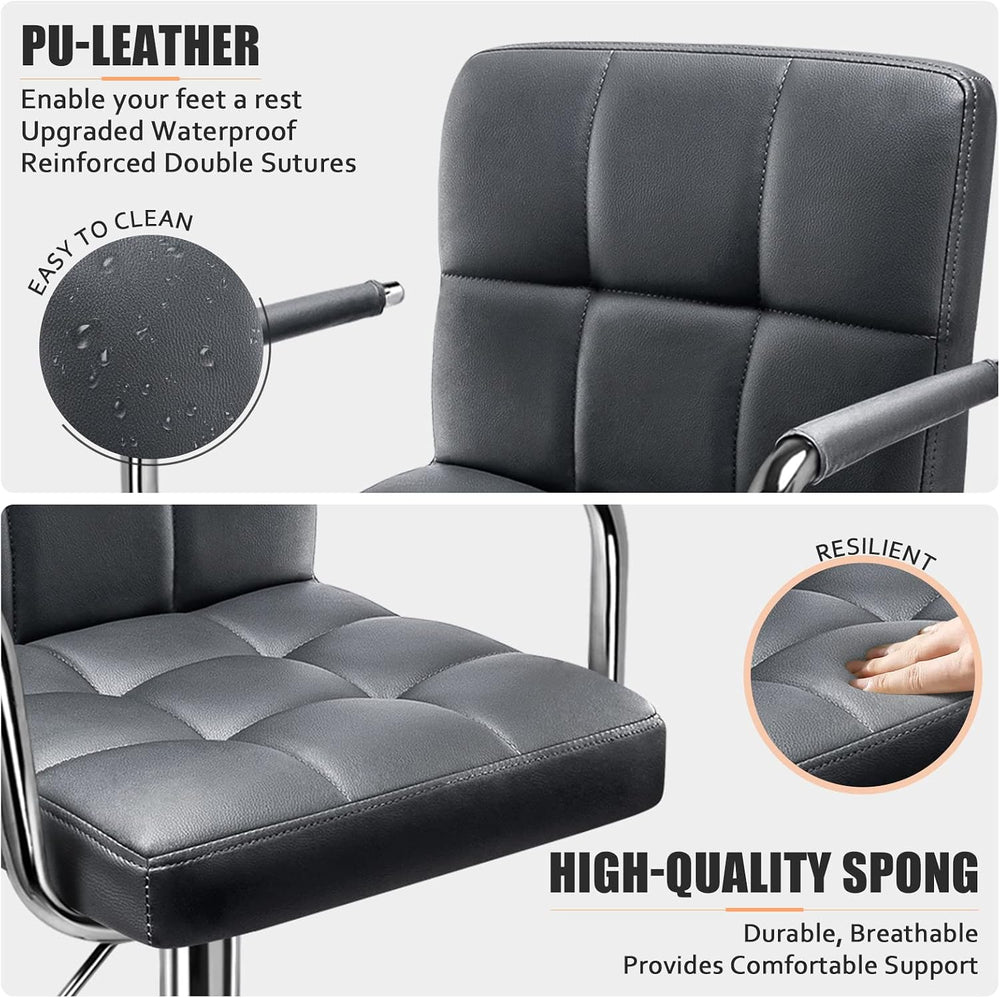 Huracan PU Leather Bar Stools Set of 2, 360° Swiveling Height Adjustable Bars...