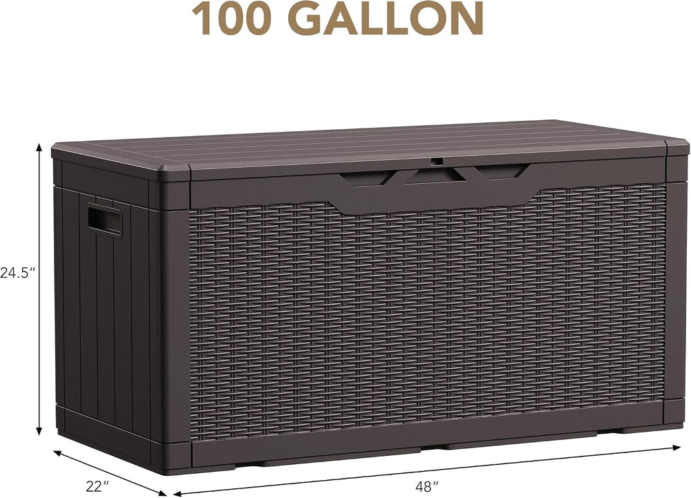 Devoko 100 Gallon Waterproof Deck Box, Resin Large Outdoor Storage Box