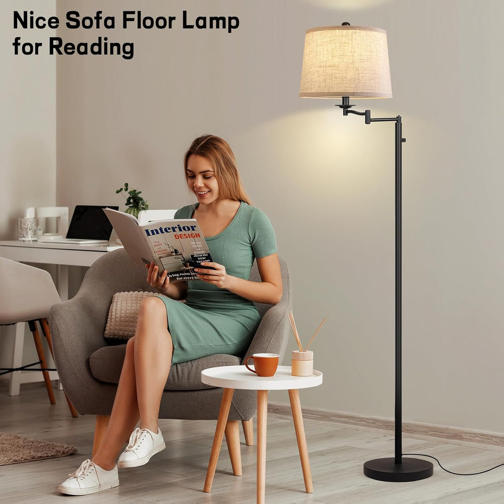 Ruiever Dimmer LED Floor Lamp,Tall Standing Lamp with Swing Arm,Black Lamp wi...