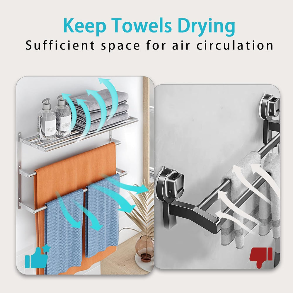 24 inch Towel Racks for Bathroom, VOTZAAQ Towel Shelf with Double Towel Bar, ...