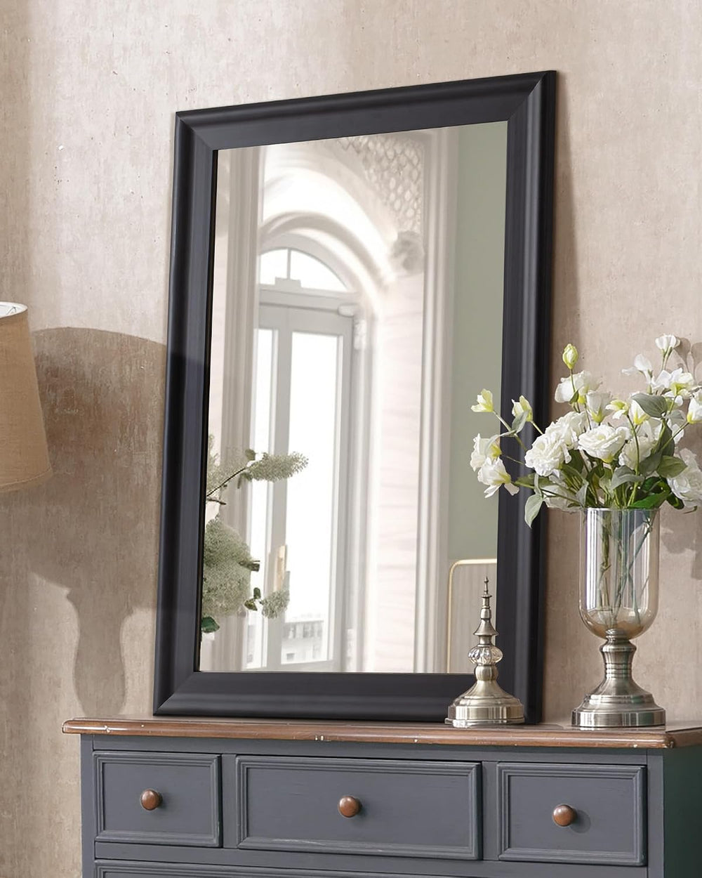 Black Wall Mirror for Bathroom,Rectangle Rustic 24 x 36 inch Vanity Mirrors