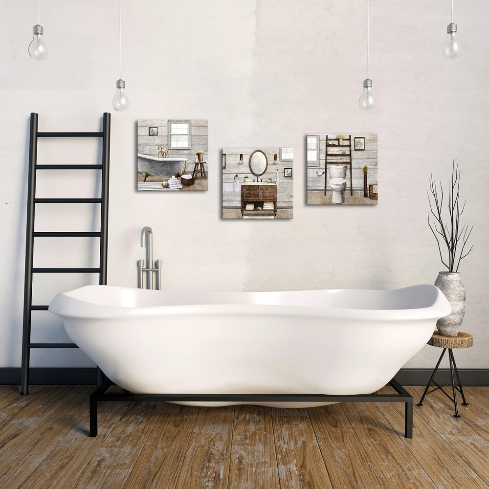 Visual Art Decor Bathroom wall Art Farmhouse Bathroom Decor Painting, Framed ...