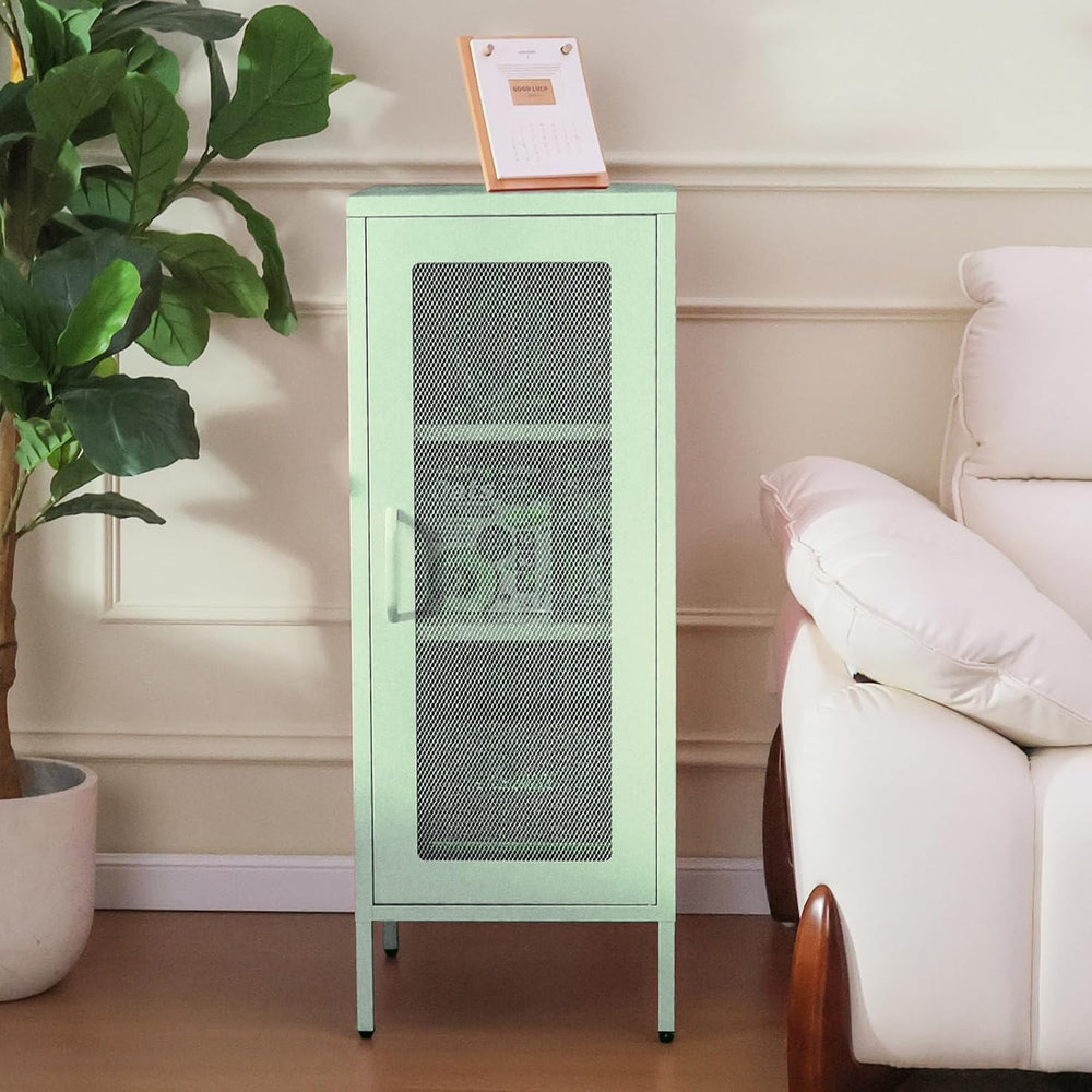 ALBAD Slim Metal Storage Cabinet with Mesh Door