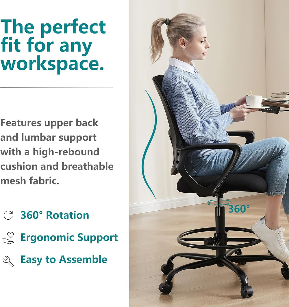 DUMOS Ergonomic Drafting Chair, Tall Office Chair for Standing Desk