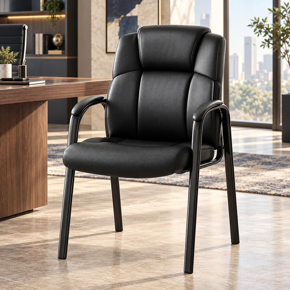 Simple Deluxe Office Guest Chair with Padded Arm Rest No Wheels, Waiting Room...
