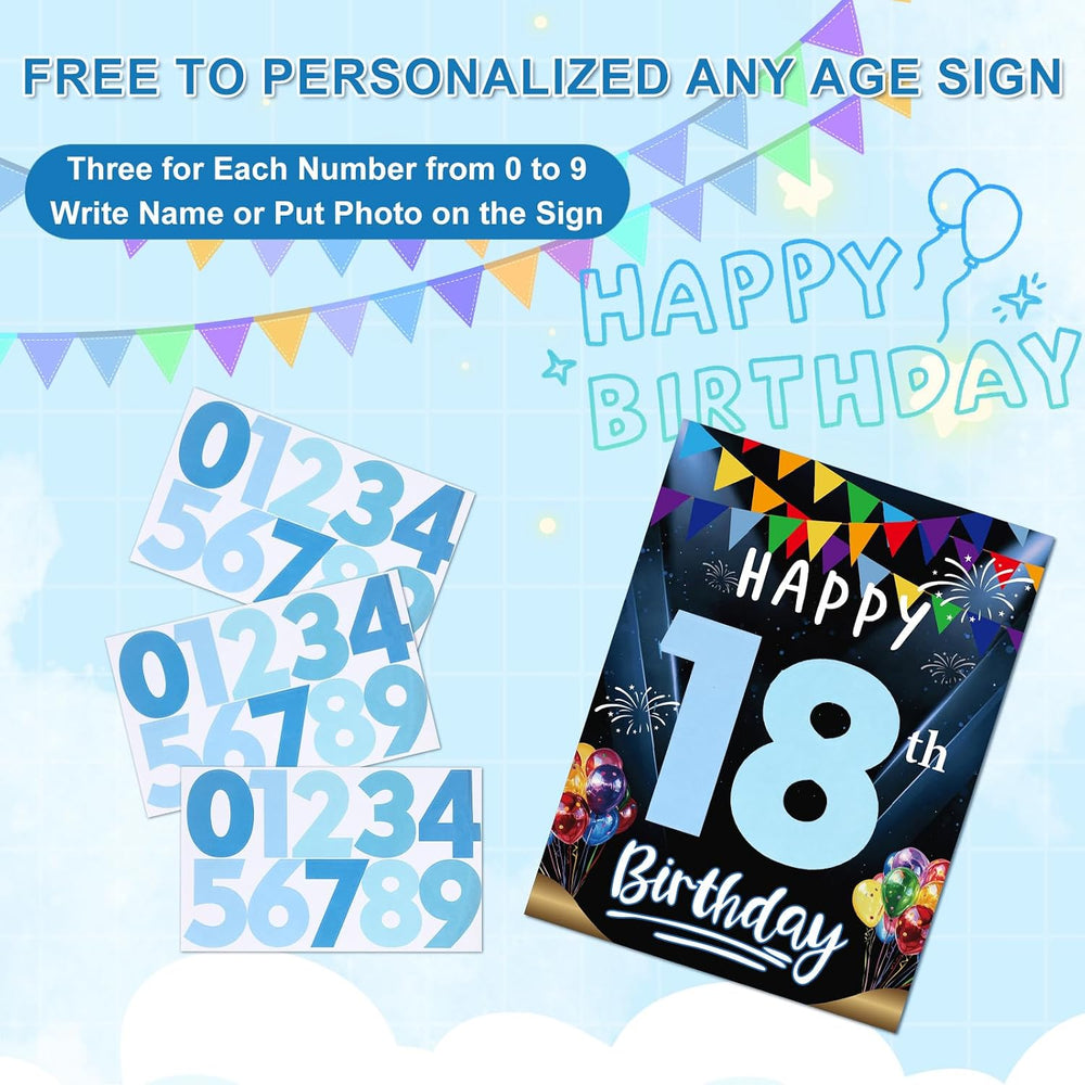 Jetec 22 Pcs Happy Birthday Yard Sign with Stakes, 16", Gradient Blue
