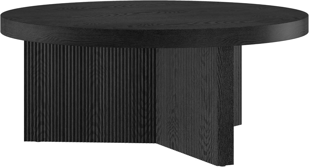 Henn&Hart 36" Scandinavian Fluted Coffee Table, Natural Black