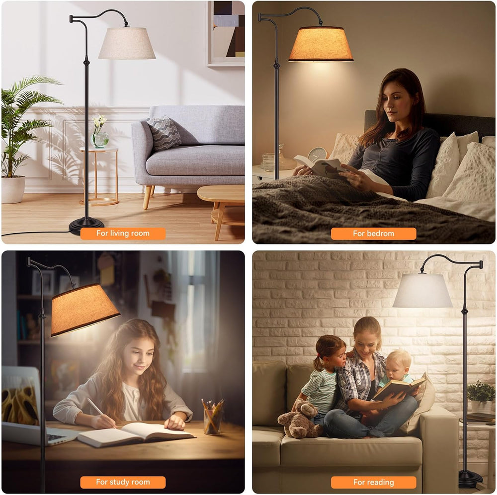 Swing Arm Floor Lamp, Arc Floor Lamps with 180° Adjustable Cantilever for Liv...
