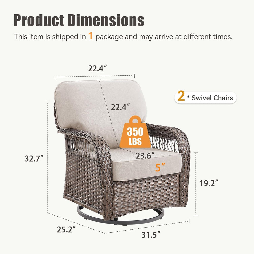 Wicker Swivel Rocker Patio Chairs, Patio Wicker Chairs Swivel Rocker Set of 2...