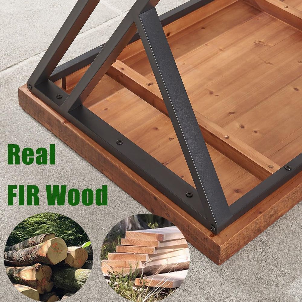 55" Solid Wood Computer Desk, Natural Real Wood Home Office Desk