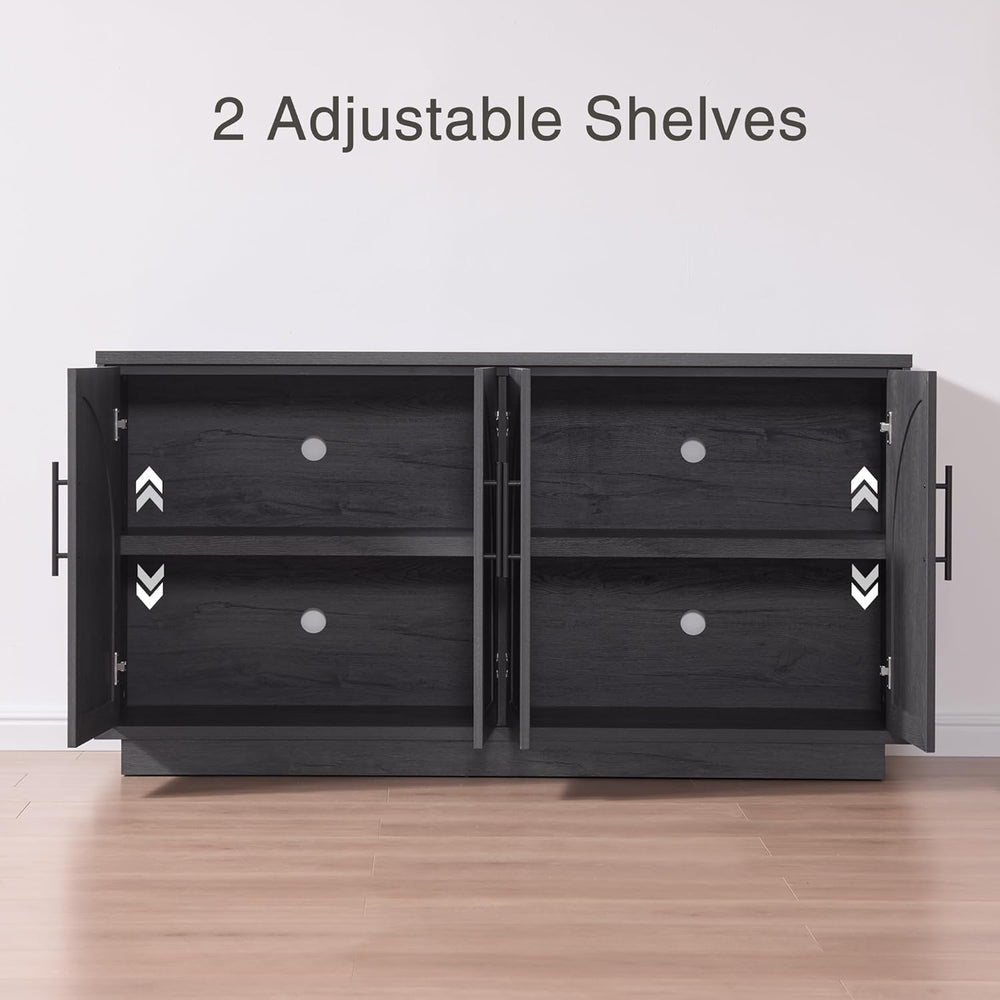 Fatmok Buffet Cabinet with Storage, 59'' Modern Arched Sideboard Cabi...