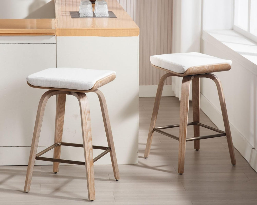HNY 26" Swivel Bar Stools Set of 2, Backless Counter Height Bar Stools w...
