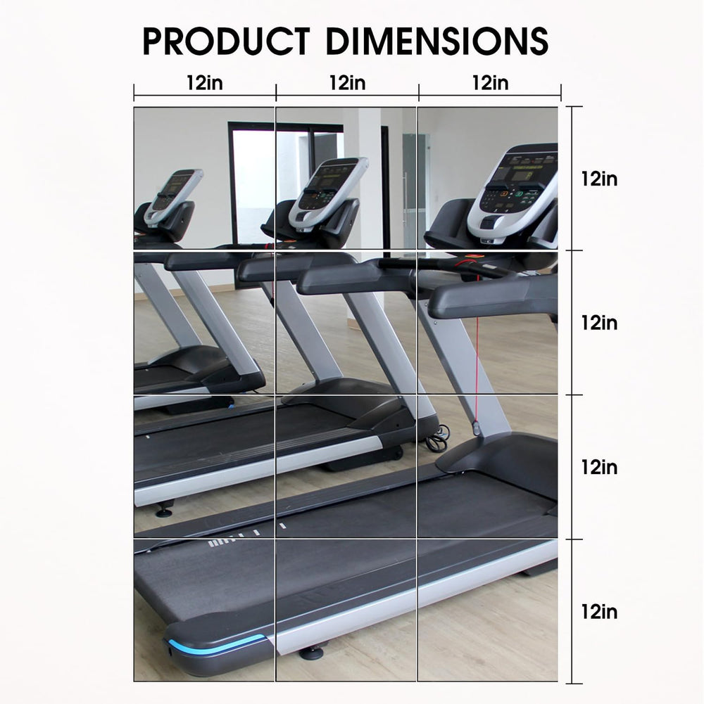 VASUHOME Home Gym Mirrors 12 Inch x 12PCS, HD Glass Wall Mounted Mirror Tiles...