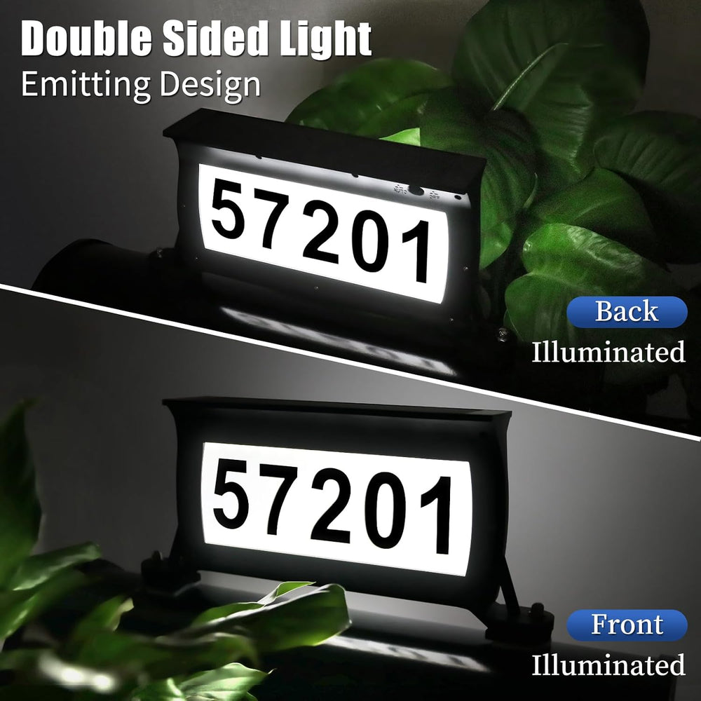 Solar Backlit Address Sign for Mailbox, House Number Plaque Double Side Illum...