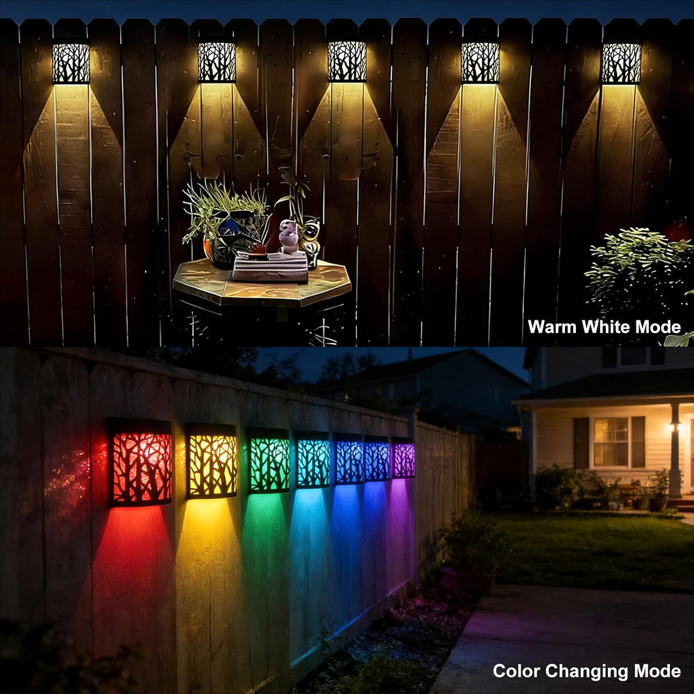 DenicMic Solar Wall Lights Outdoor Wall Sconce Fence Lights Solar Powered