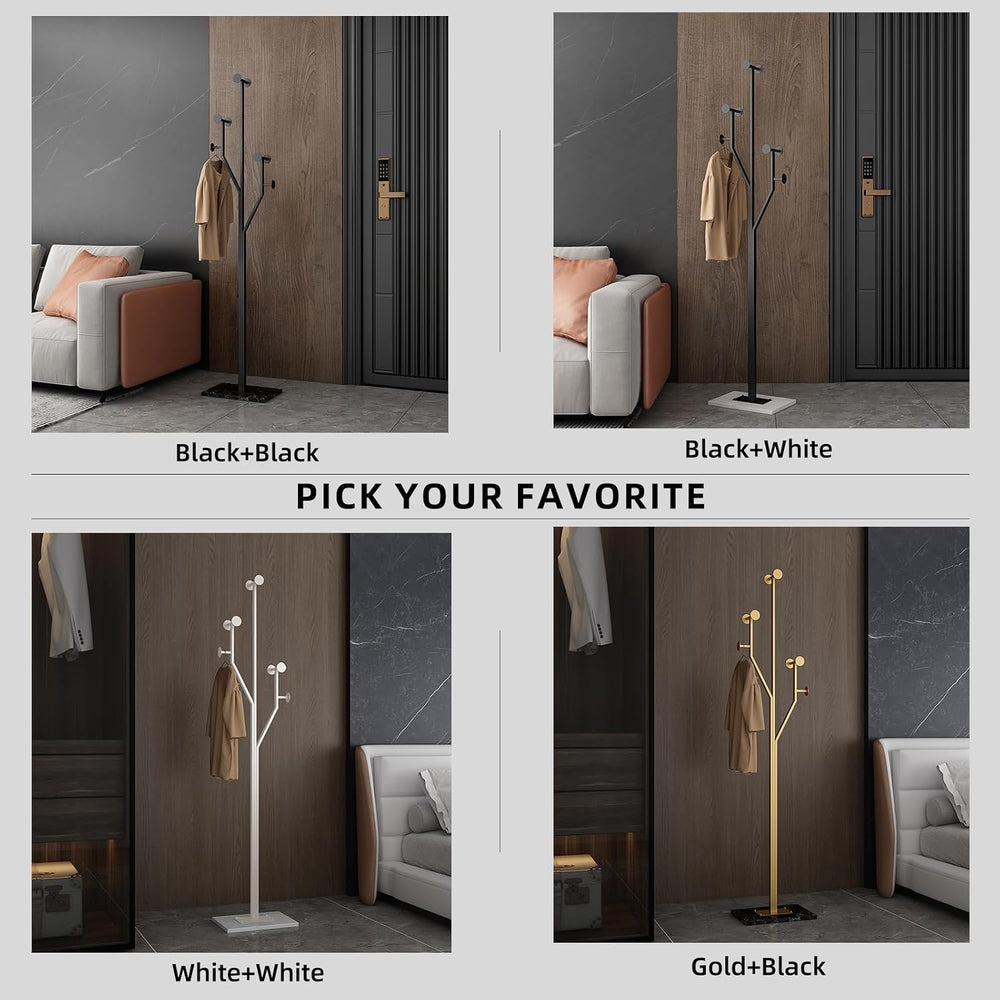 JIAYUEJU Freestanding Coat Rack Marble Base Coat tree Heavy Duty(Gold) | Tree...